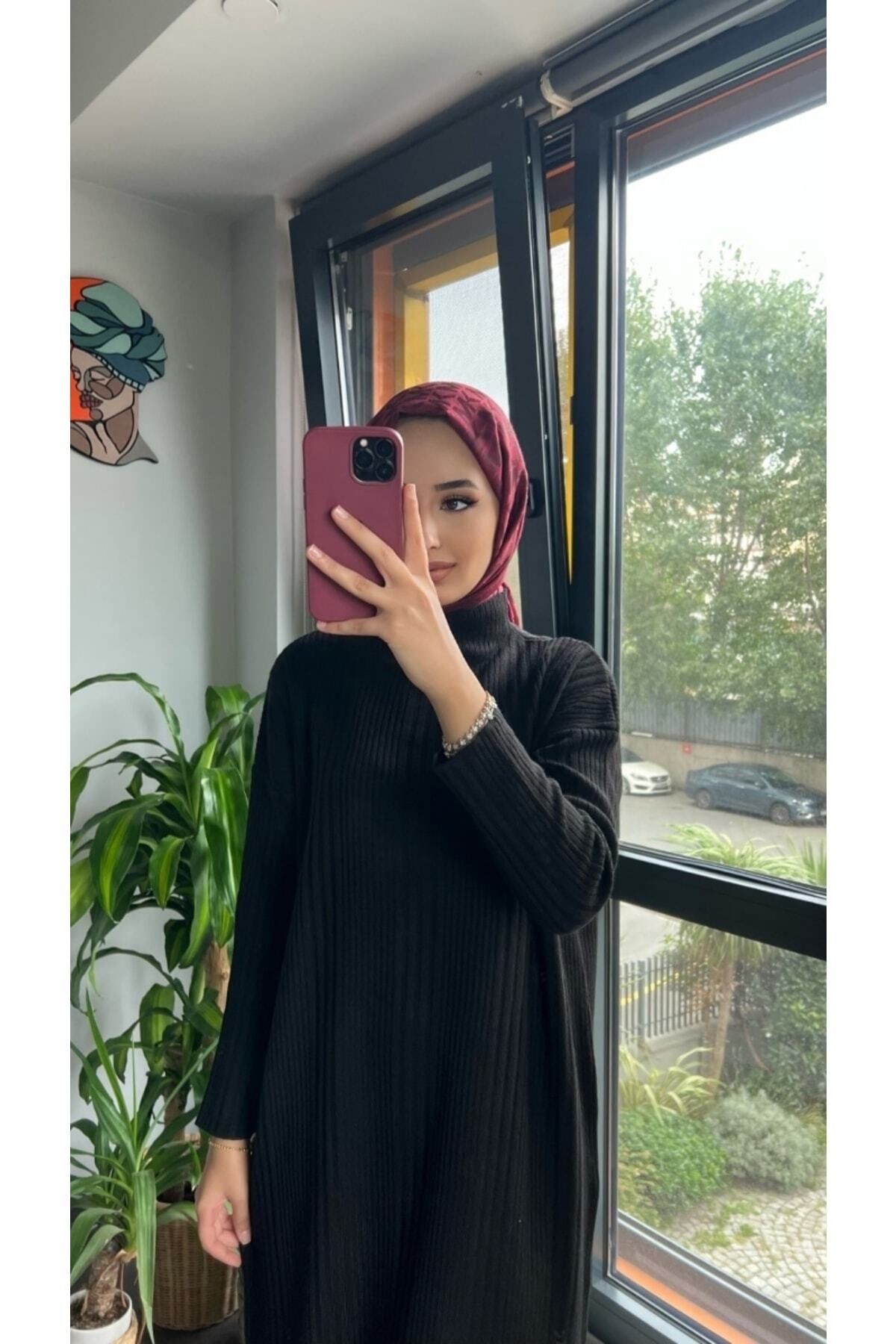 Şık Triko Elbise Siyah