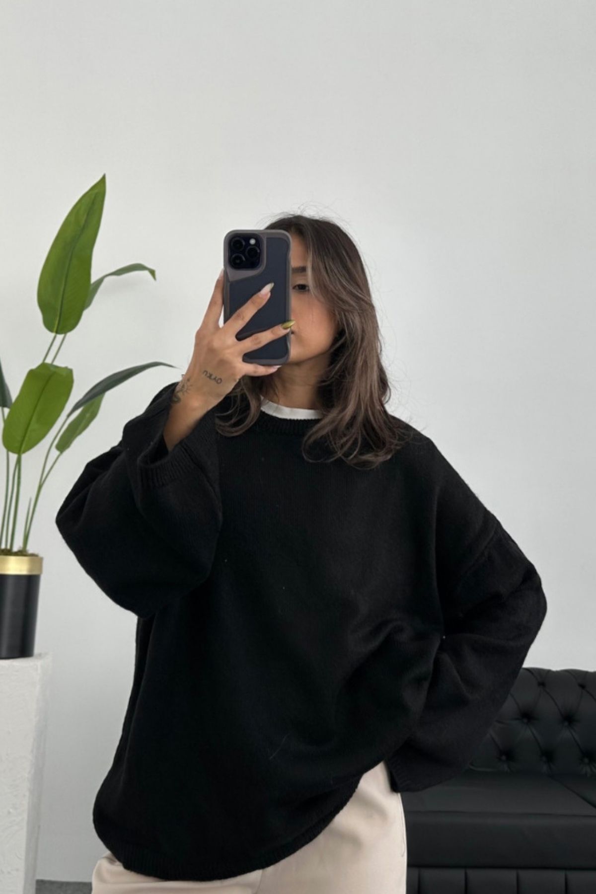 Pinterest Model Kadın Bol Kesim Geniş Kol Örgü Ttriko Sıfır Yaka Orta Boy Yumuşak Kazak Oversize Pinterest Model Kadın Bol Kesim Geniş Kol Örgü Ttriko Sıfır Yaka Orta Boy Yumuşak Kazak Oversize