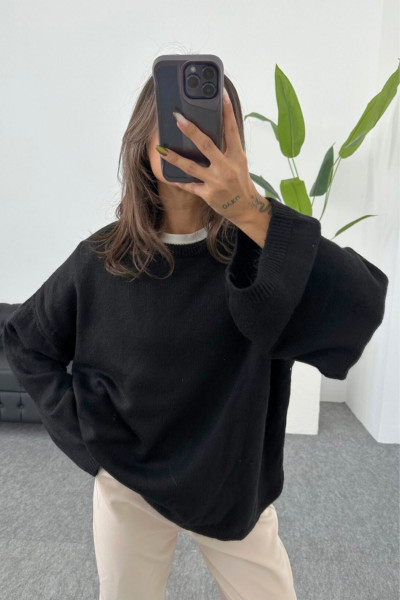 Pinterest Model Kadın Bol Kesim Geniş Kol Örgü Ttriko Sıfır Yaka Orta Boy Yumuşak Kazak Oversize Pinterest Model Kadın Bol Kesim Geniş Kol Örgü Ttriko Sıfır Yaka Orta Boy Yumuşak Kazak Oversize