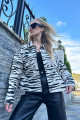 Kadın Siyah-Krem Zebra Desenli Crop Jean Ceket ALC-X11229 Kadın Siyah-Krem Zebra Desenli Crop Jean Ceket ALC-X11229