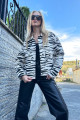 Kadın Siyah-Krem Zebra Desenli Crop Jean Ceket ALC-X11229 Kadın Siyah-Krem Zebra Desenli Crop Jean Ceket ALC-X11229