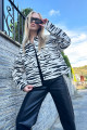 Kadın Siyah-Krem Zebra Desenli Crop Jean Ceket ALC-X11229 Kadın Siyah-Krem Zebra Desenli Crop Jean Ceket ALC-X11229