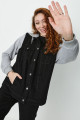 Kadın Siyah Kapüşonlu Kolları Penye Oversize Denim Ceket Kadın Siyah Kapüşonlu Kolları Penye Oversize Denim Ceket