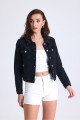 Kadın Siyah Kısa Likralı Denim Ceket Kadın Siyah Kısa Likralı Denim Ceket