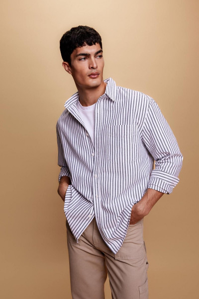 Relax Fit Çizgili Oxford Uzun Kollu Gömlek A8576ax23au Relax Fit Çizgili Oxford Uzun Kollu Gömlek A8576ax23au