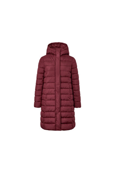 Kapüşonlu Kapitone Mont, Bordo Kapüşonlu Kapitone Mont, Bordo