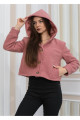Yeni Sezon Peluş Kıvırcık Crop Kapşonlu Mont Pudra Yeni Sezon Peluş Kıvırcık Crop Kapşonlu Mont Pudra
