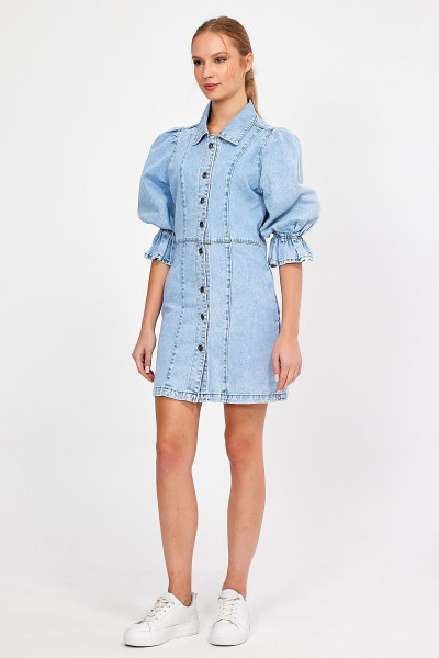 ÖZEL KOLEKSİYON, KOL DETAYLI KOT ELBİSE (5012) ÖZEL KOLEKSİYON, KOL DETAYLI KOT ELBİSE (5012)