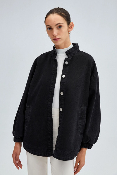 Semra İlhan - Touche Oversize Denim Bomber Ceket Siyah Semra İlhan - Touche Oversize Denim Bomber Ceket Siyah