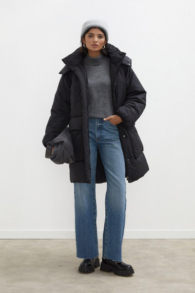 KAPÜŞONLU ANORAK MONT SİYAH