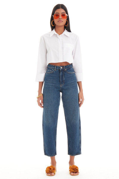 Kadın Tint Kot Rengi Balon Mom Fit Rahat Kalıp Yüksek Bel Jean Kadın Tint Kot Rengi Balon Mom Fit Rahat Kalıp Yüksek Bel Jean