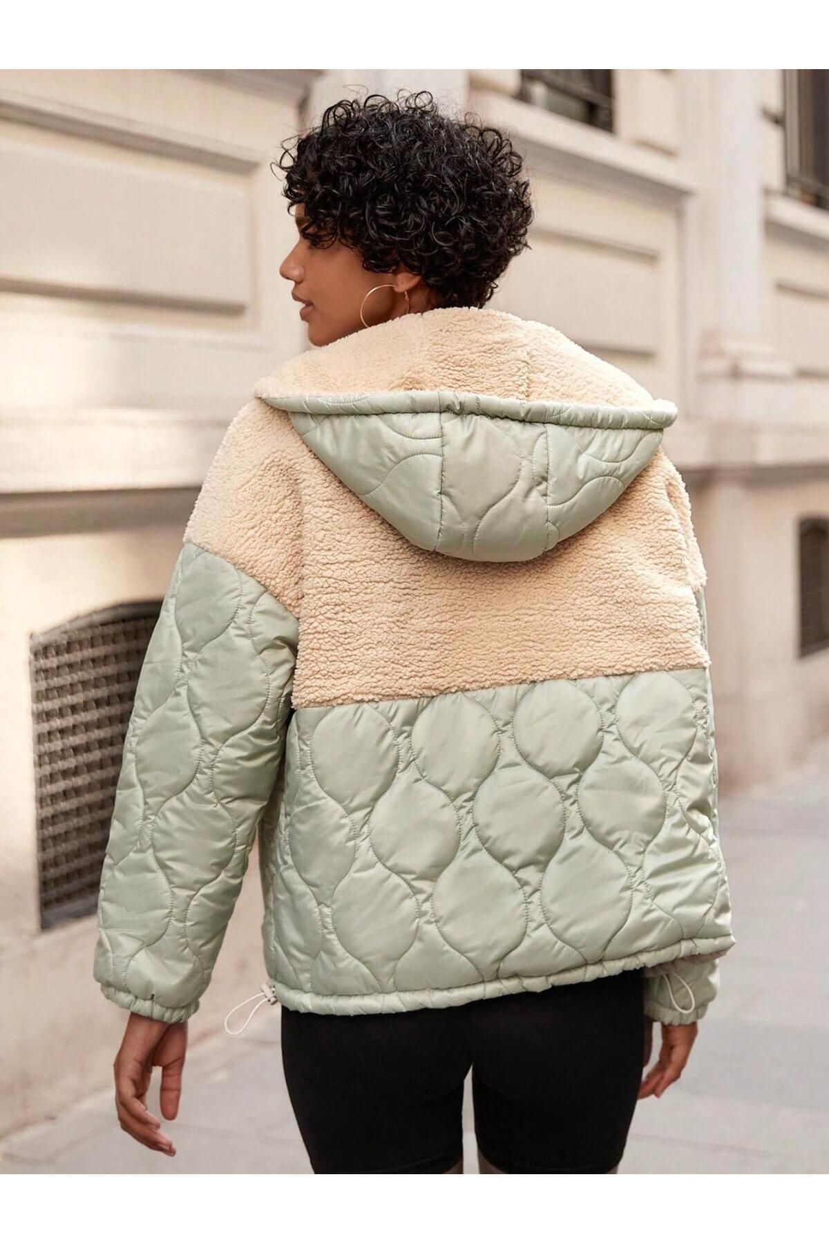 Mint Peluş Kapitone Kadın Mont Mint Peluş Kapitone Kadın Mont
