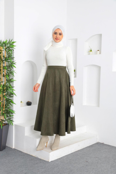 Kaşe Etek Haki Kaşe Etek Haki