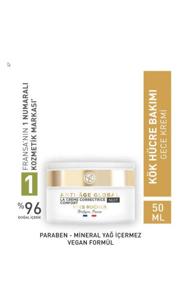 Gece Kremi - Yenileyici Yaşlanma Karşıtı Bitkisel Kök Hücre Bakımı / Anti-Age Global 50 ML Gece Kremi - Yenileyici Yaşlanma Karşıtı Bitkisel Kök Hücre Bakımı / Anti-Age Global 50 ML