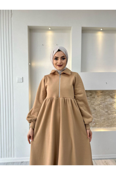 Önü fermuarlı 3 iplık elbise Önü fermuarlı 3 iplık elbise