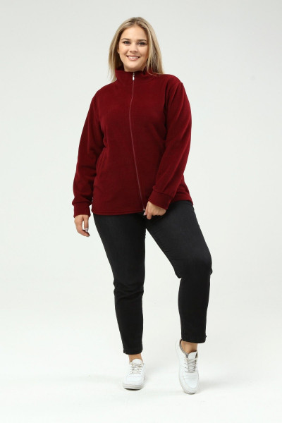 Polar Hırka Bordo Fermuarlı Kışlık