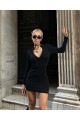 Kadın Siyah Fermuarlı Fitilli Elbise Kadın Siyah Fermuarlı Fitilli Elbise