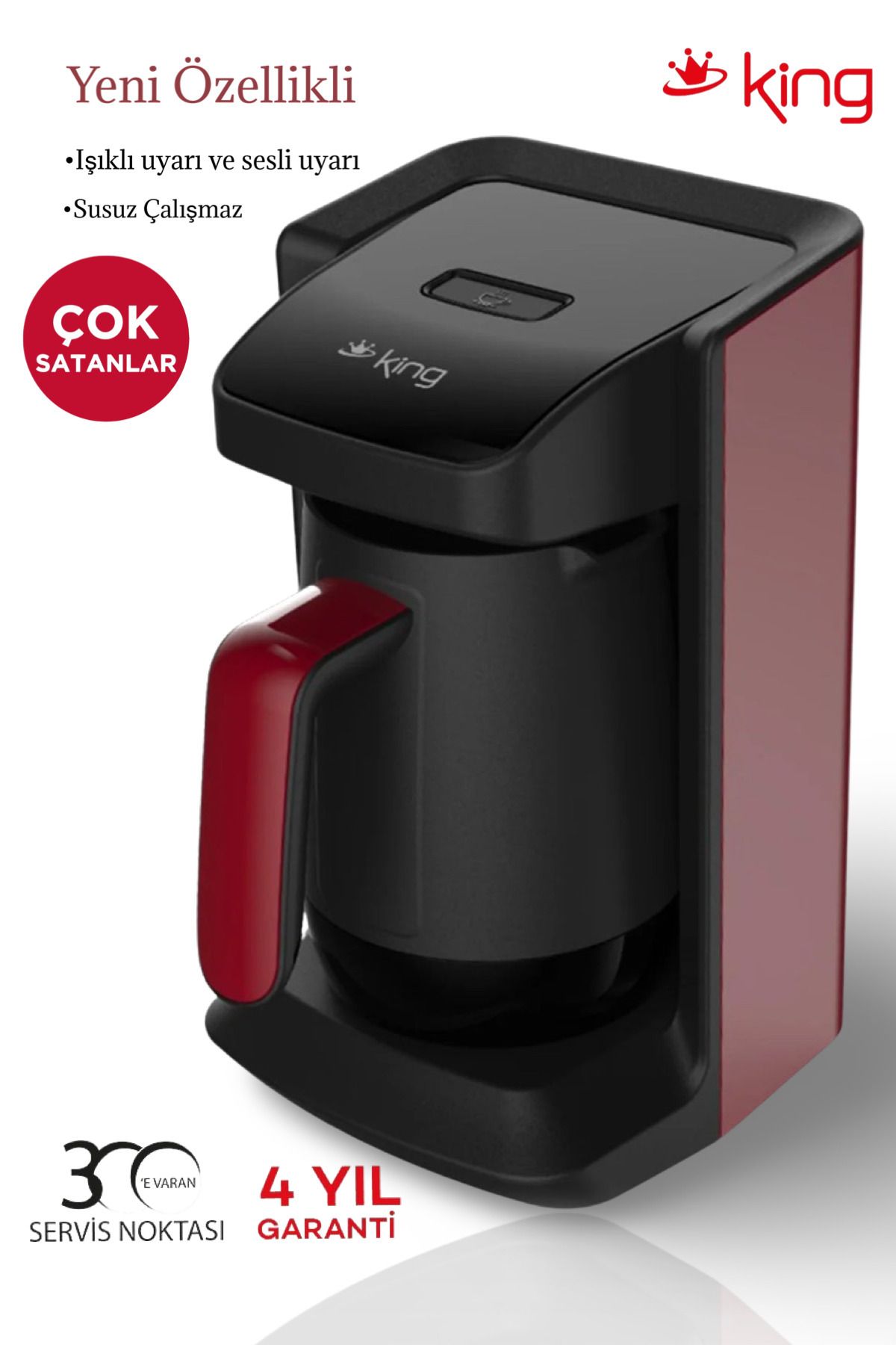 MOJJO K-601 KIRMIZI TÜRK KAHVE MAKİNESİ SİYAH GÖVDE MOJJO K-601 KIRMIZI TÜRK KAHVE MAKİNESİ SİYAH GÖVDE