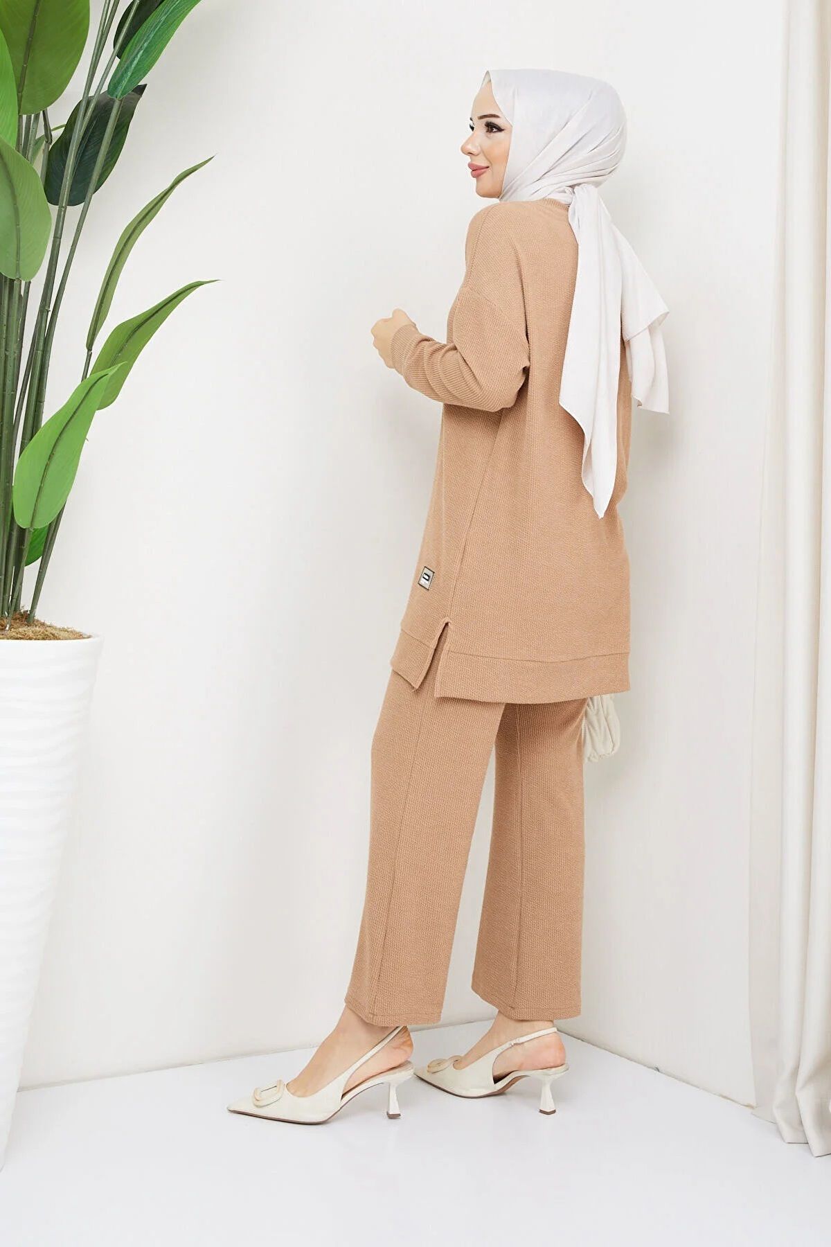 Kadın Taba Bol Kesim Bisiklet Yaka Tunik-pantolon Ikili Takım Kadın Taba Bol Kesim Bisiklet Yaka Tunik-pantolon Ikili Takım
