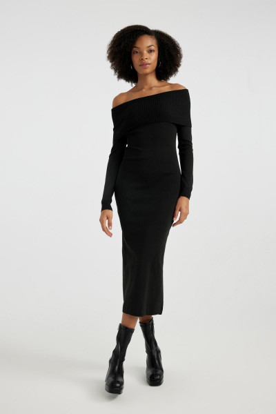 Slim Fit Açık Omuz Uzun Kollu Elbise C0618ax23wn Slim Fit Açık Omuz Uzun Kollu Elbise C0618ax23wn