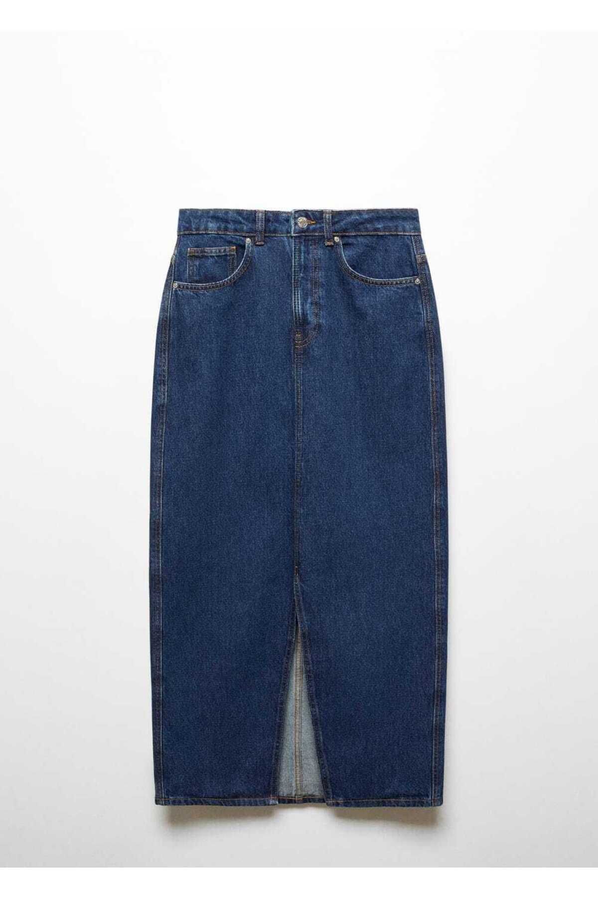 Yırtmaçlı denim etek Yırtmaçlı denim etek
