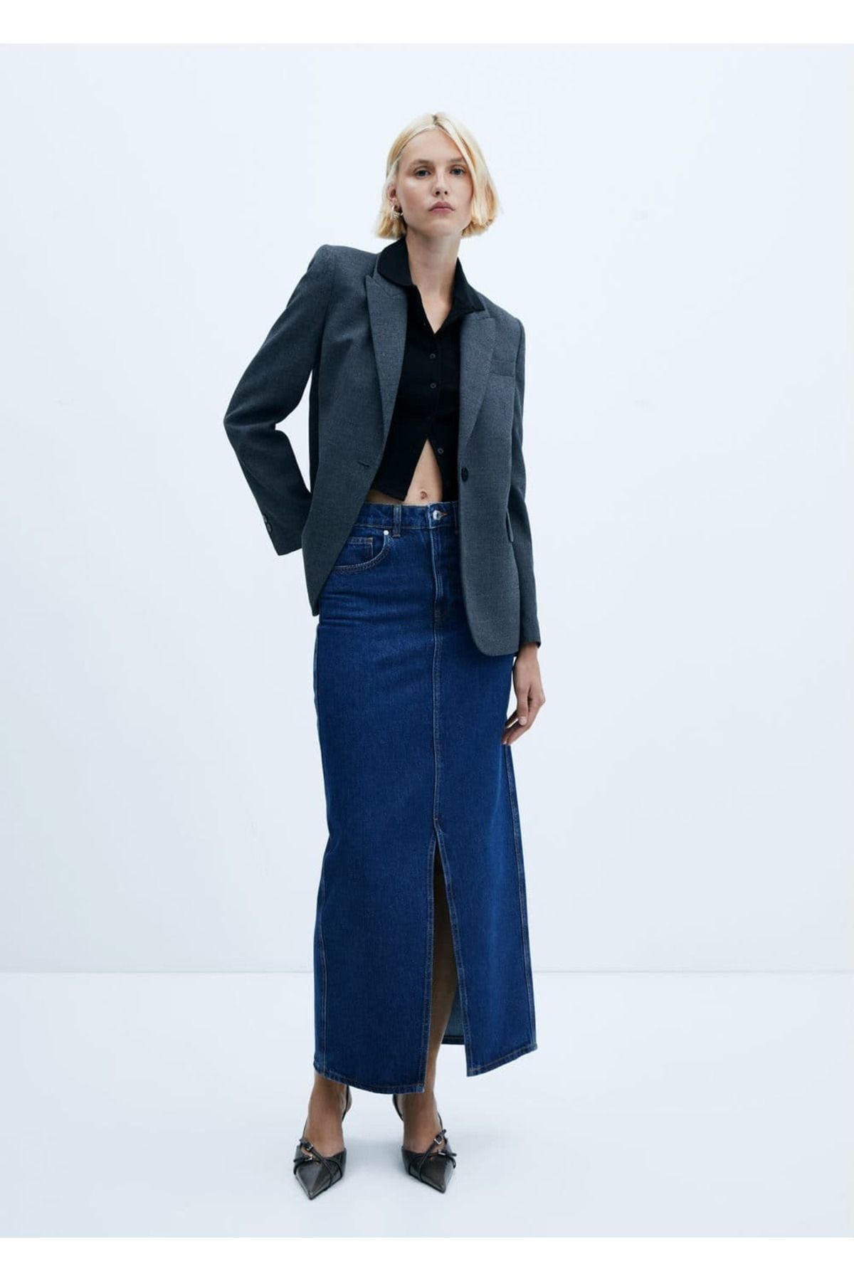 Yırtmaçlı denim etek Yırtmaçlı denim etek