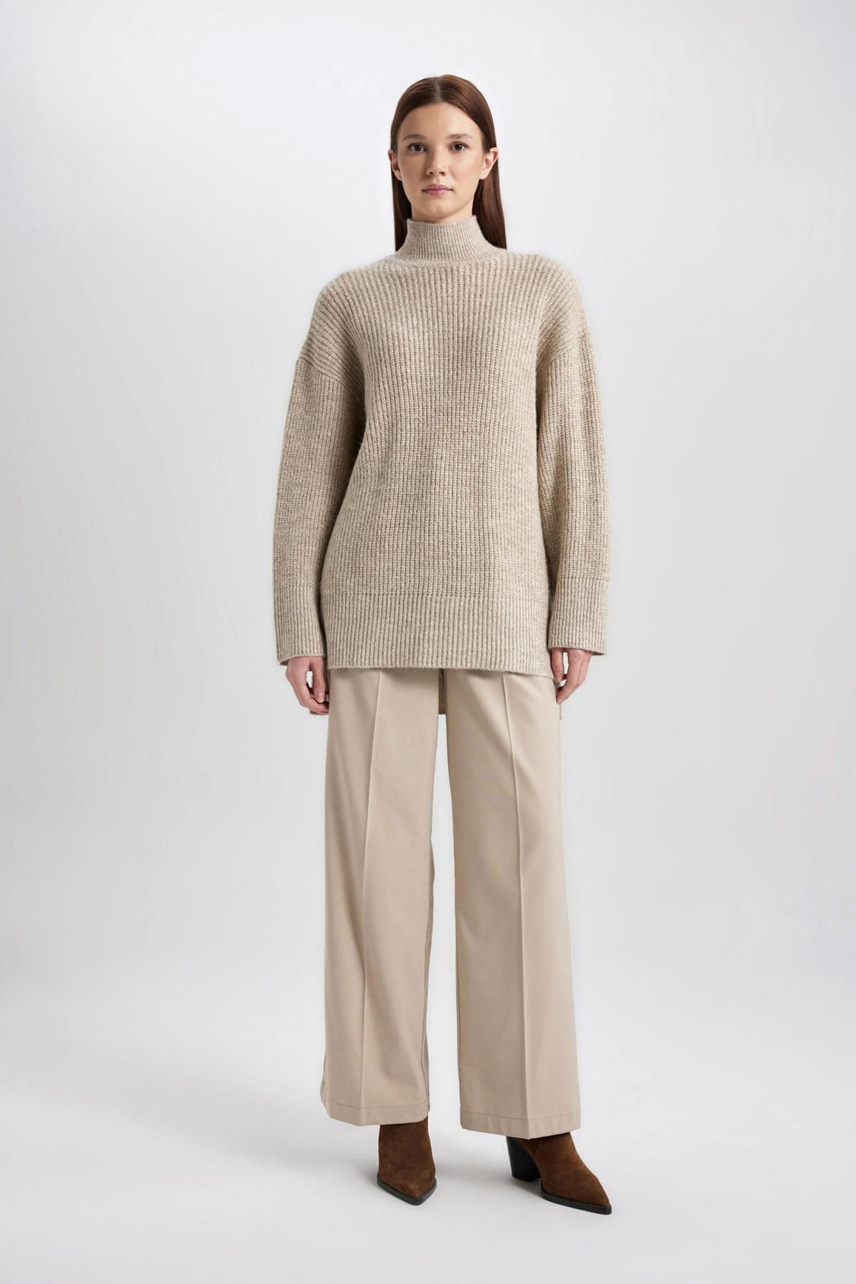 Regular Fit Balıkçı Yaka Basic Düz Triko Kazak Tunik B6376ax23wn Regular Fit Balıkçı Yaka Basic Düz Triko Kazak Tunik B6376ax23wn