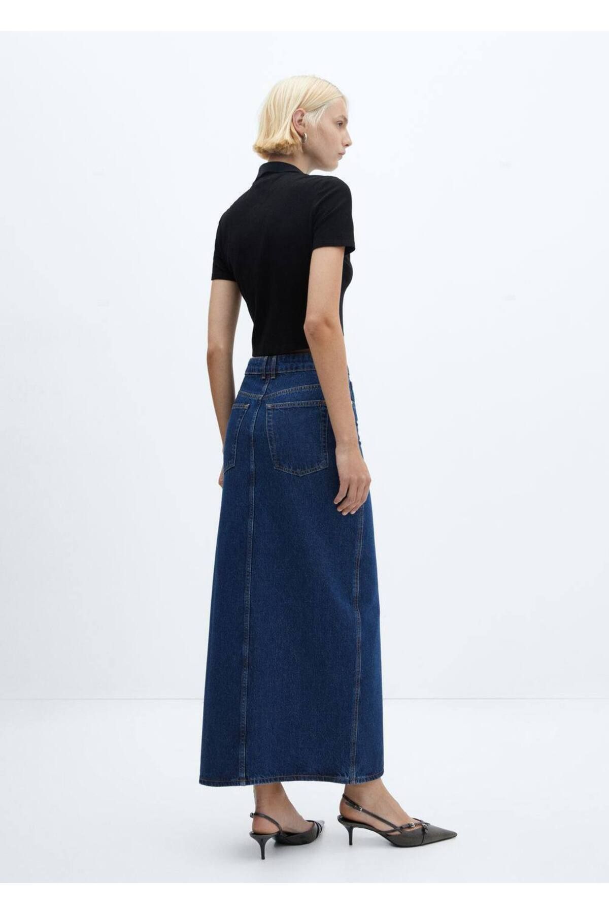Yırtmaçlı denim etek Yırtmaçlı denim etek