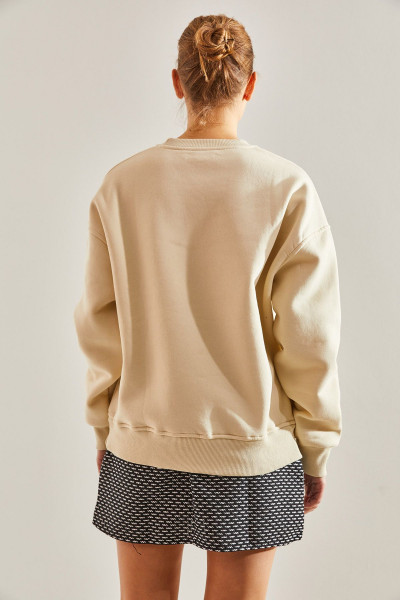 Kadın Yazı Baskılı Üç İplik Şardonlu Sweatshirt Kadın Yazı Baskılı Üç İplik Şardonlu Sweatshirt