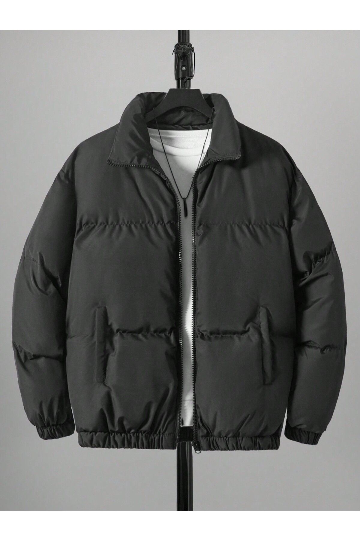 Unisex Oversize Siyah Waterproof Bomber Mont