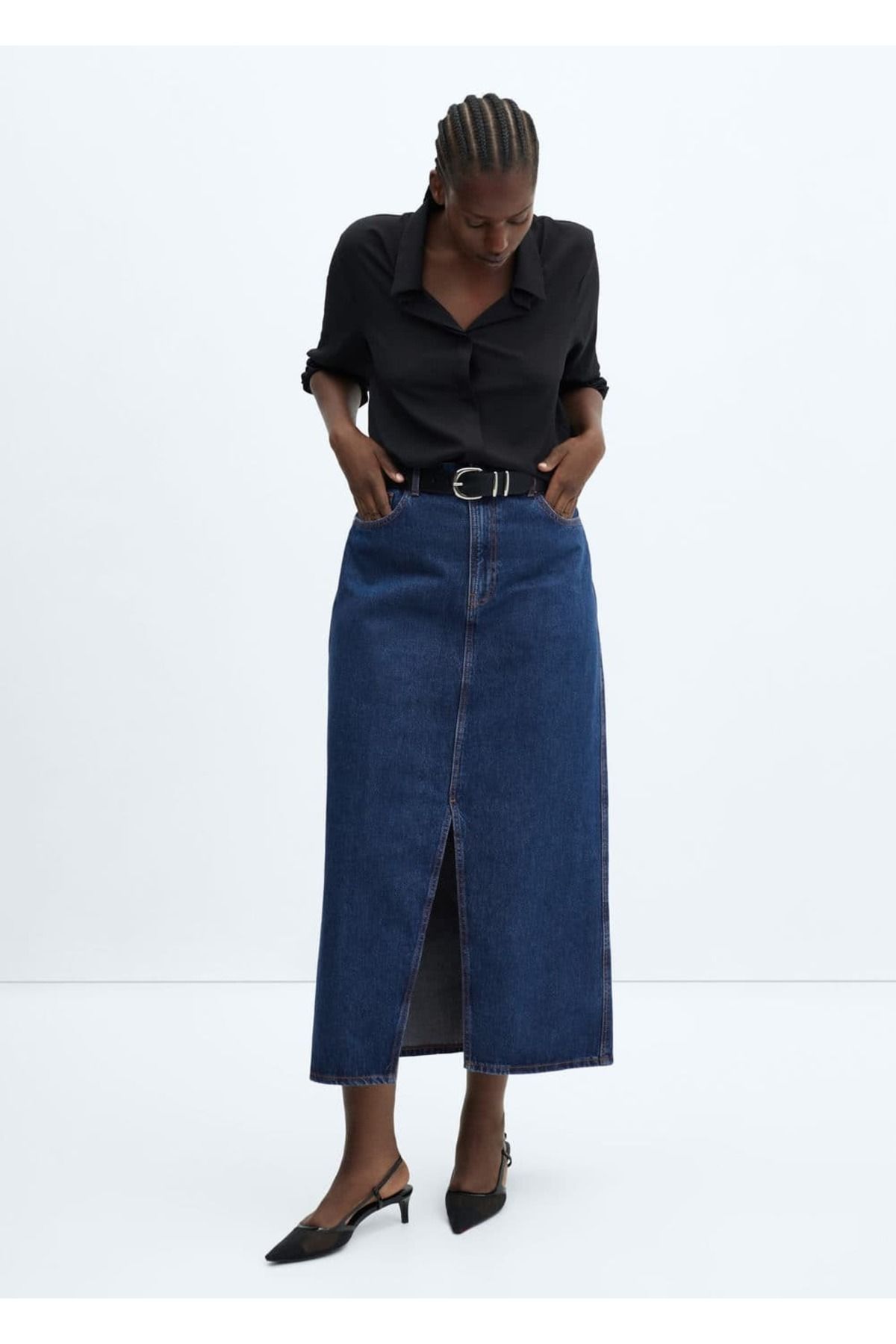 Yırtmaçlı denim etek Yırtmaçlı denim etek