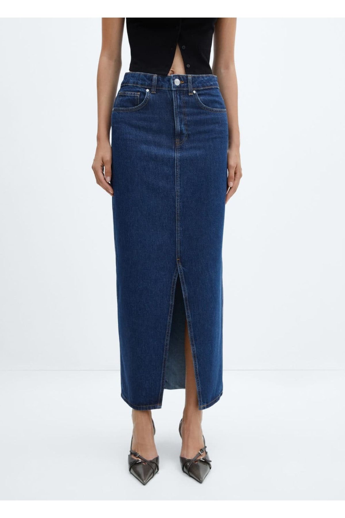 Yırtmaçlı denim etek Yırtmaçlı denim etek