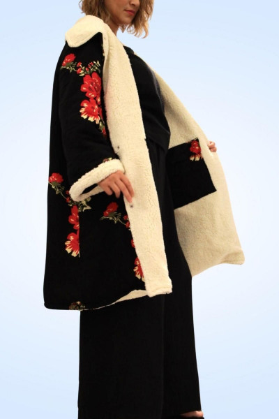 PELUŞ SİYAH PALTO ÇİFT TARAFLI TASARIM PALTO PELUŞ SİYAH PALTO ÇİFT TARAFLI TASARIM PALTO