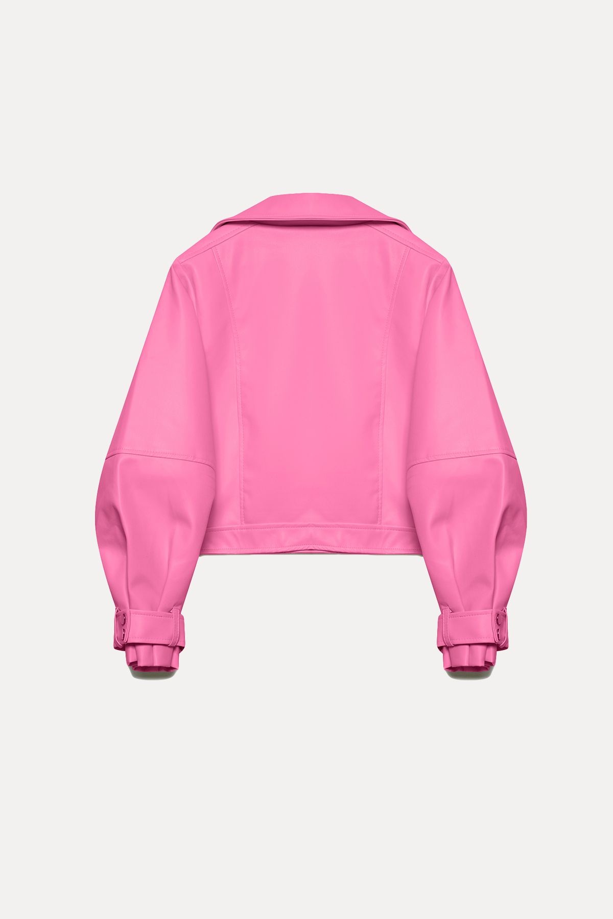 Kadın Pembe Oversize Deri Ceket Kadın Pembe Oversize Deri Ceket