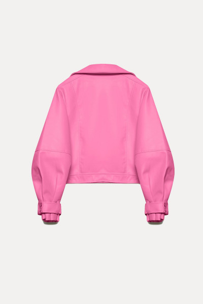 Kadın Pembe Oversize Deri Ceket