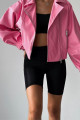 Kadın Pembe Oversize Deri Ceket Kadın Pembe Oversize Deri Ceket