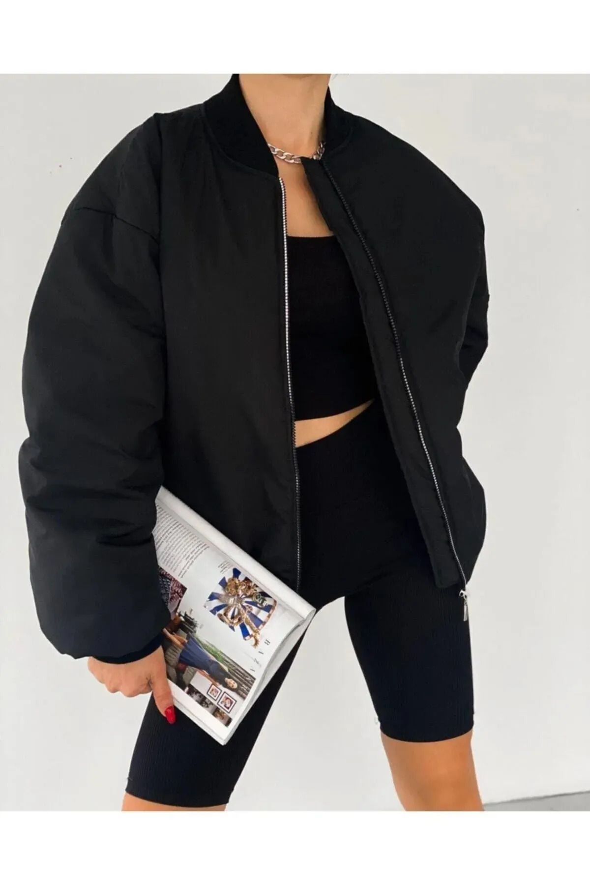 Unisex Bomber Siyah Ceket Unisex Bomber Siyah Ceket