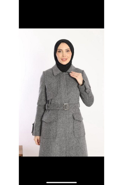 Tam Boy Spor Kemerli Kaşe Kumaş Manto Tam Boy Spor Kemerli Kaşe Kumaş Manto