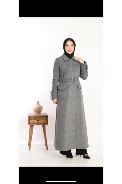 Tam Boy Spor Kemerli Kaşe Kumaş Manto Tam Boy Spor Kemerli Kaşe Kumaş Manto