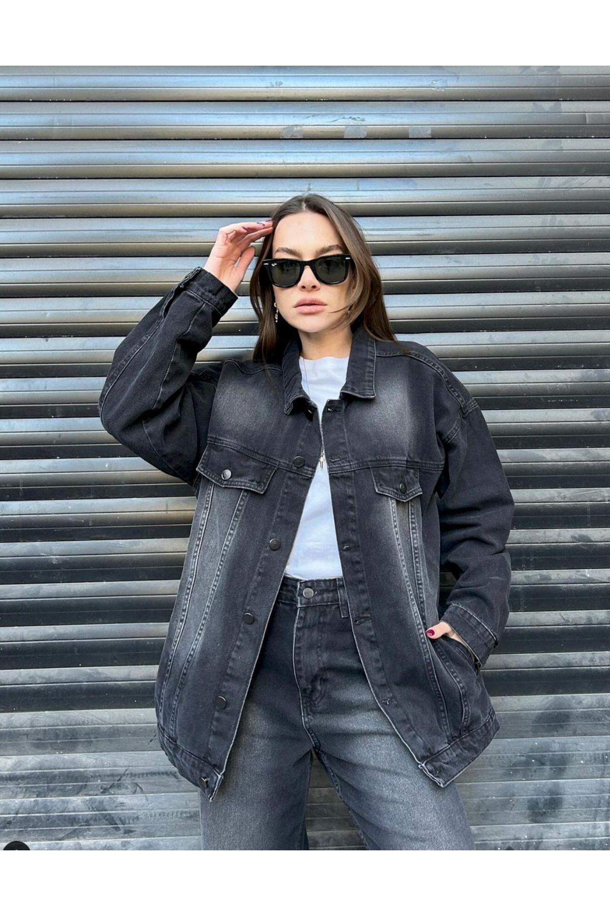 Retro Vintage Denim Yıkamalı Siyah Tint Jacket Retro Vintage Denim Yıkamalı Siyah Tint Jacket