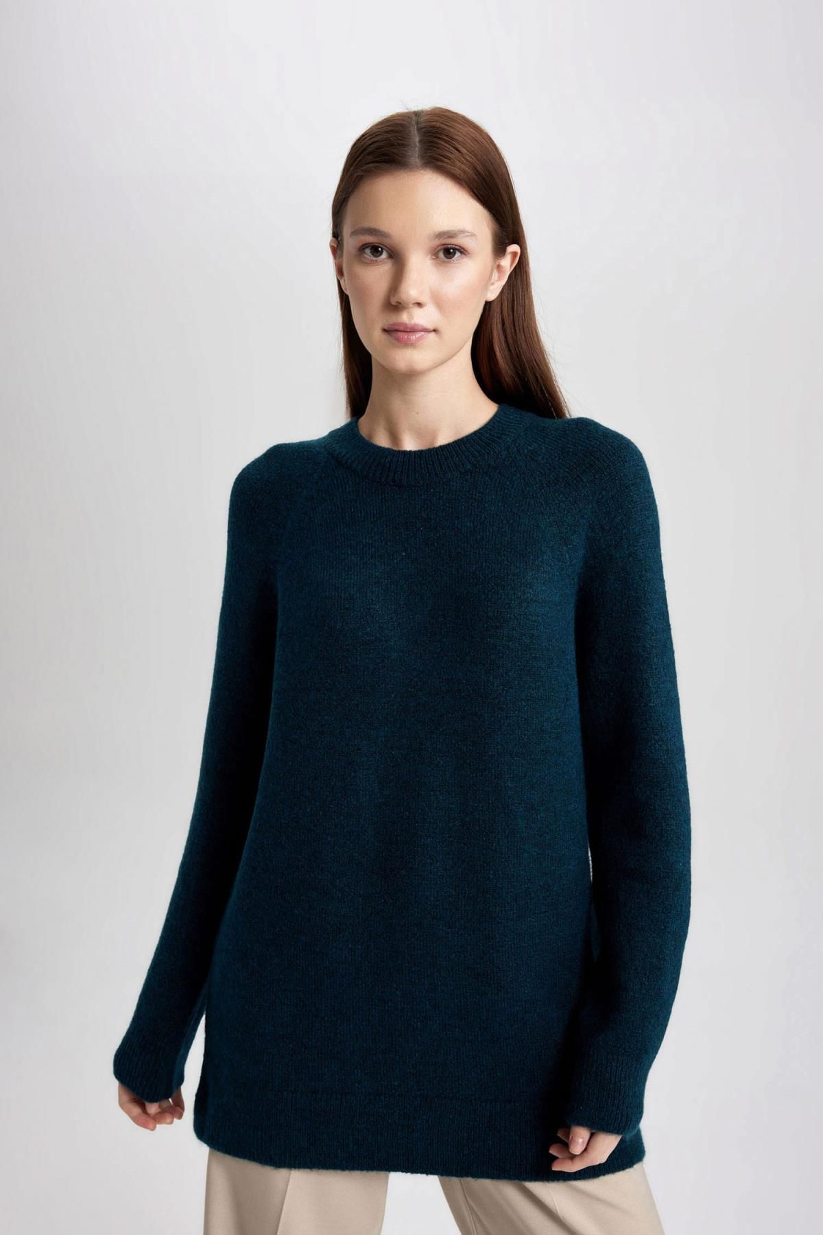 Regular Fit Bisiklet Yaka Basic Düz Triko Kazak Tunik B2709ax23wn Regular Fit Bisiklet Yaka Basic Düz Triko Kazak Tunik B2709ax23wn