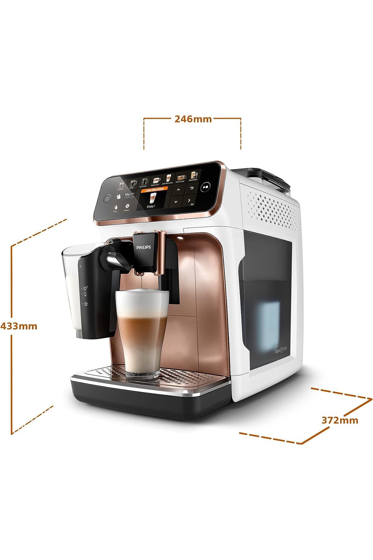 Lattego Tam Otomatik PREMİUM 12 Farklı Kahve EP5443 Krom-Beyaz Kahve ve Espresso Makinesi Lattego Tam Otomatik PREMİUM 12 Farklı Kahve EP5443 Krom-Beyaz Kahve ve Espresso Makinesi