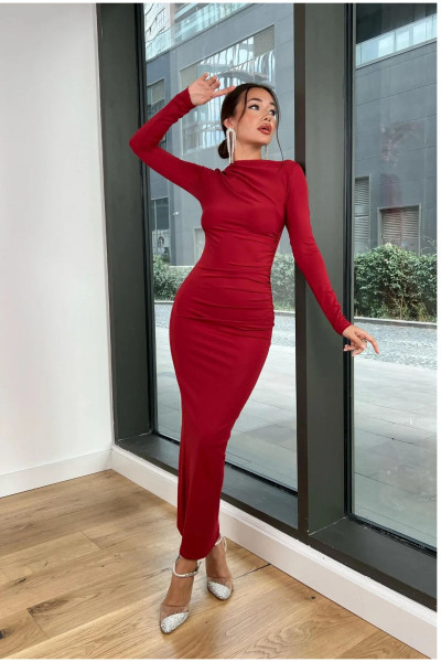 kadın Soft Touch Drape Detay Maxi Elbise