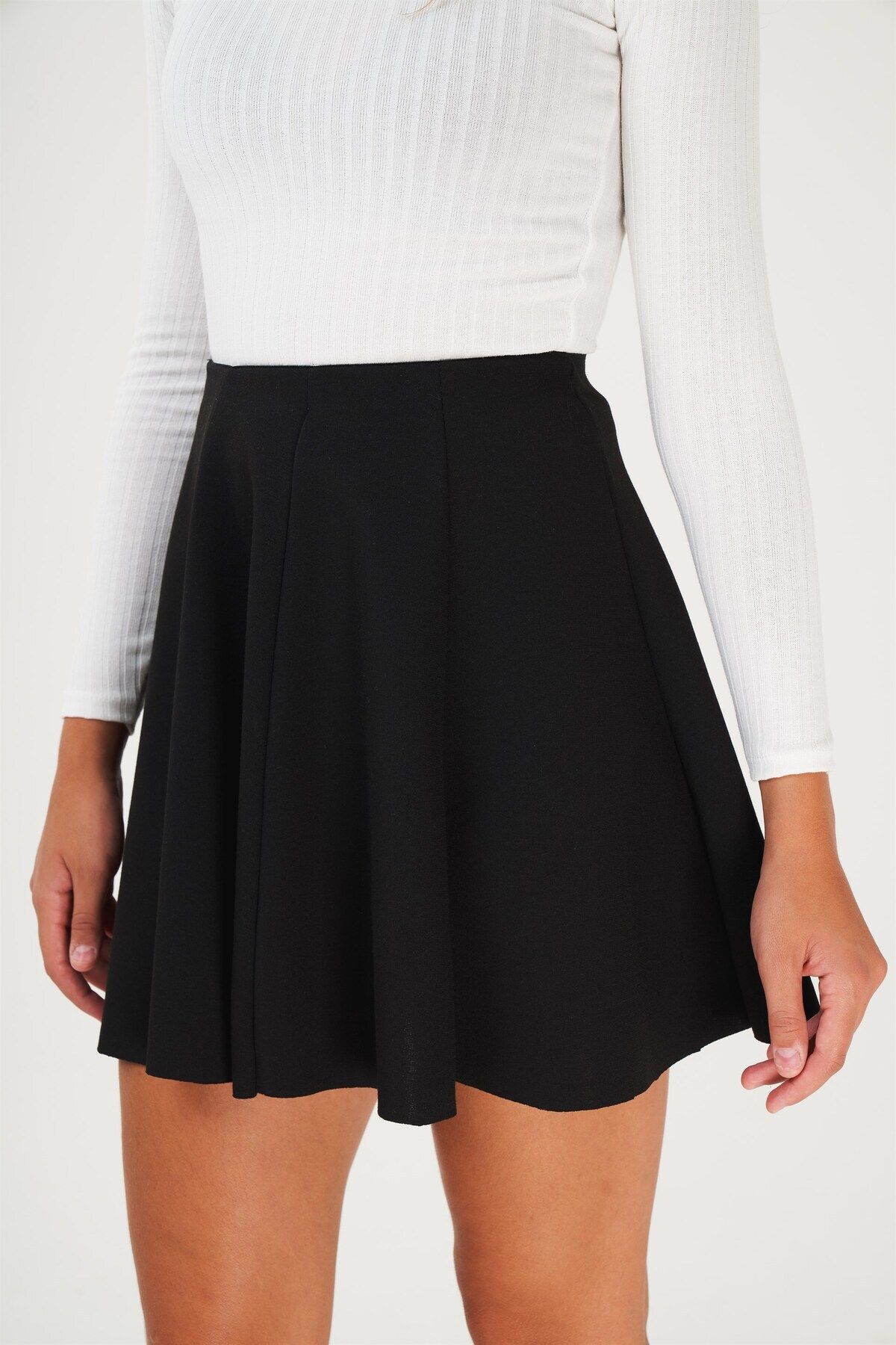 Kadın Siyah Pileli Mini Etek Cty-abr-5649 Kadın Siyah Pileli Mini Etek Cty-abr-5649