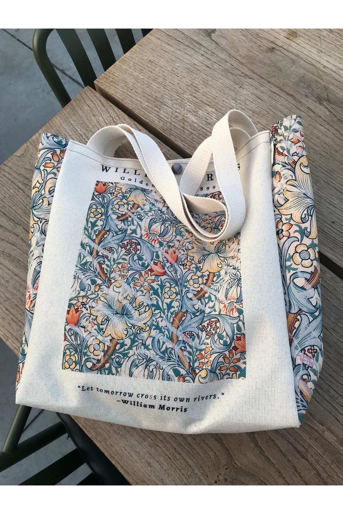 William Morris Kanvas Bez Çanta Yıkanabilir Metal Çıtçıtlı Cepli William Morris Kanvas Bez Çanta Yıkanabilir Metal Çıtçıtlı Cepli