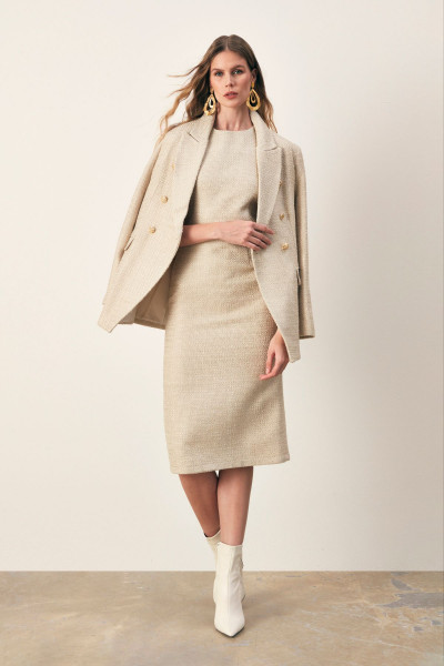 Kolsuz Uzun Tüvit Elbise - BEJ Kolsuz Uzun Tüvit Elbise - BEJ