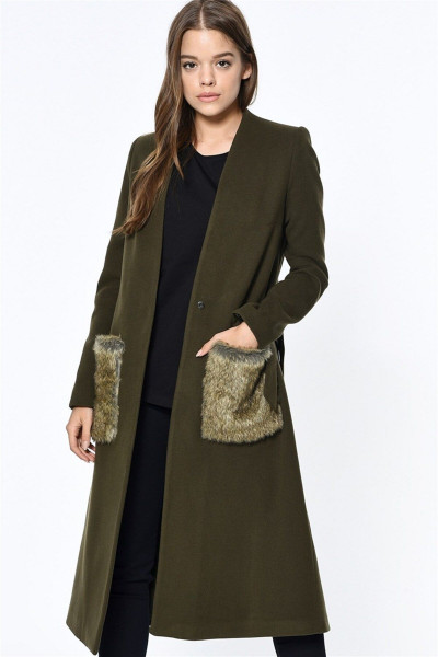 Z6363 Palto-koyu Haki