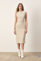 Kolsuz Uzun Tüvit Elbise - BEJ Kolsuz Uzun Tüvit Elbise - BEJ