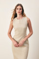 Kolsuz Uzun Tüvit Elbise - BEJ Kolsuz Uzun Tüvit Elbise - BEJ