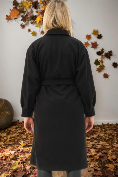 Z6777 DEWBERRY PALTO-DÜZ SİYAH